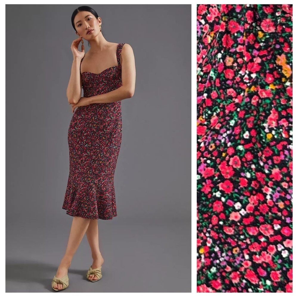 Hutch for Anthropologie Floral Sweetheart Midi Dress